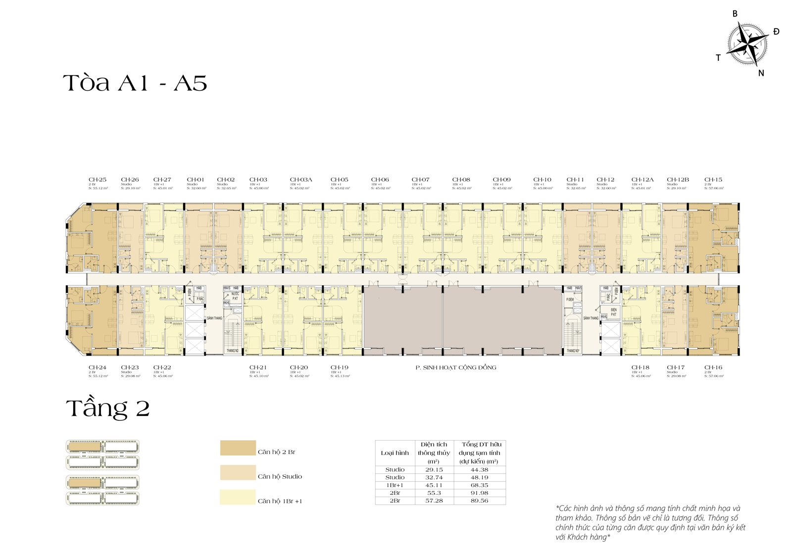 Mặt bằng Tòa P10 · Căn hộ Studio 29.5m² 2