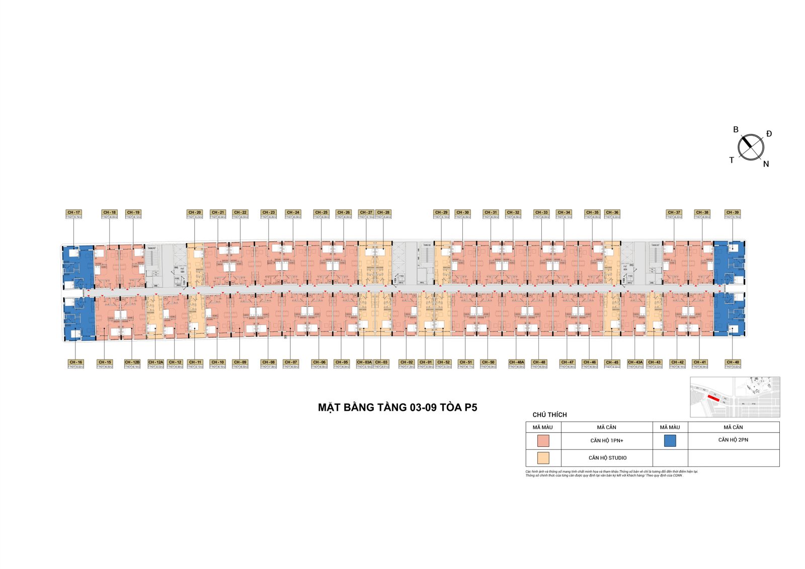 Mặt bằng Tòa P18 · Căn hộ Studio 29.5m² 2