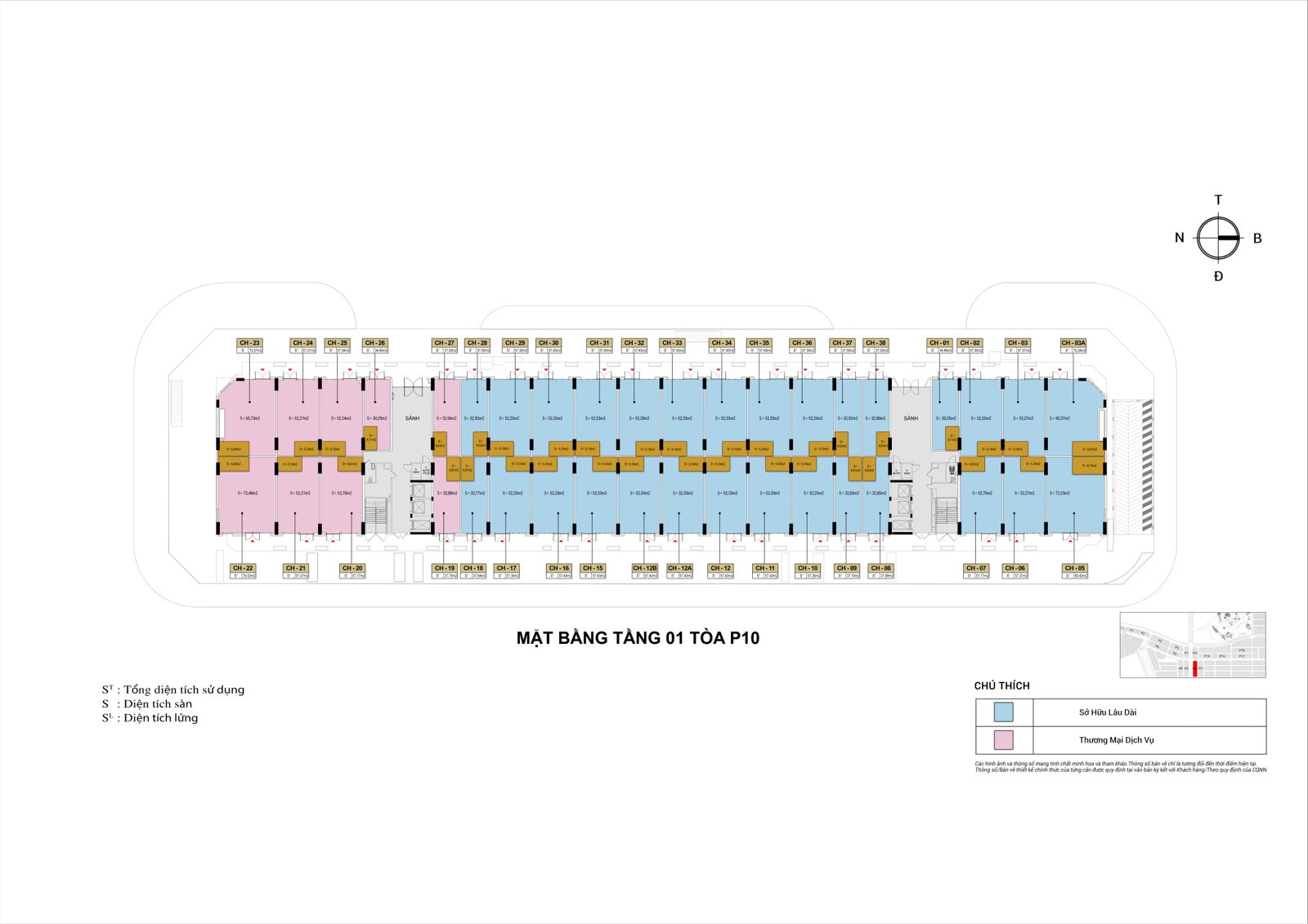 Mặt bằng Tòa P10 · Căn hộ Studio 29.5m² 1