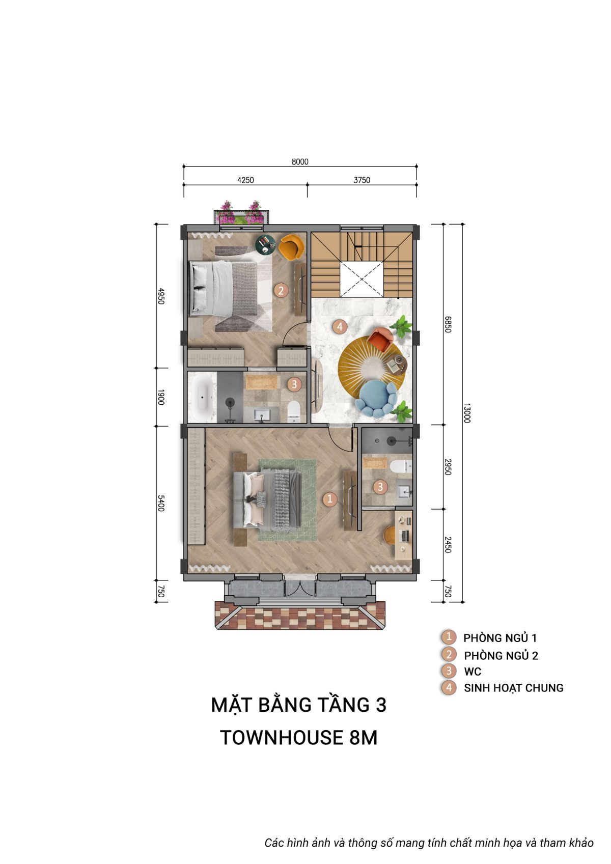 Mặt bằng Biệt thự đơn lập ven hồ · 15m 2