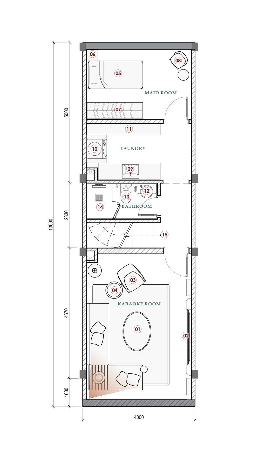 Mặt bằng Liền kề LK18 · Mặt tiền 6m (6×15) 4