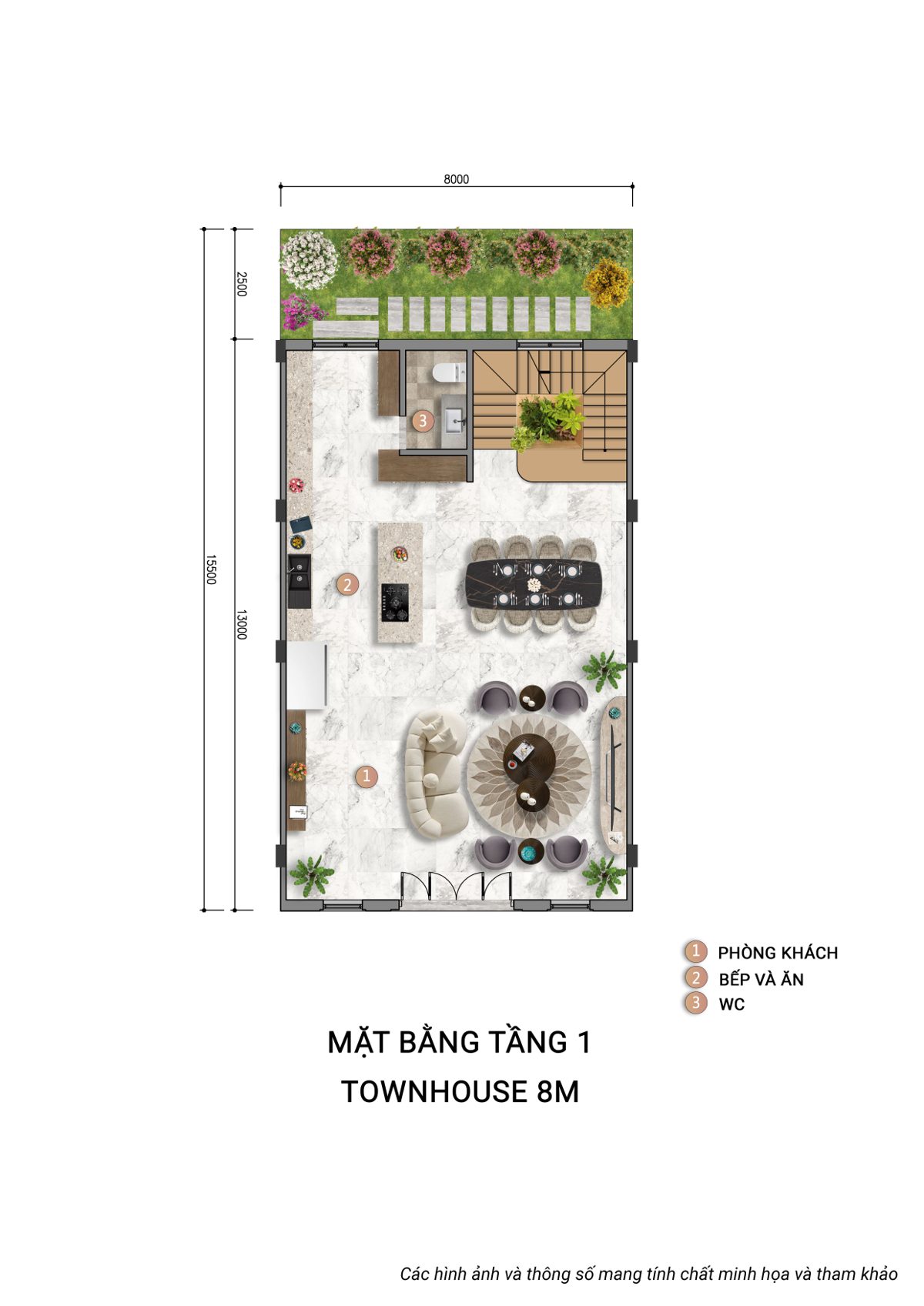 Mặt bằng Liền kề LK18 · Mặt tiền 8m (8×13) 1