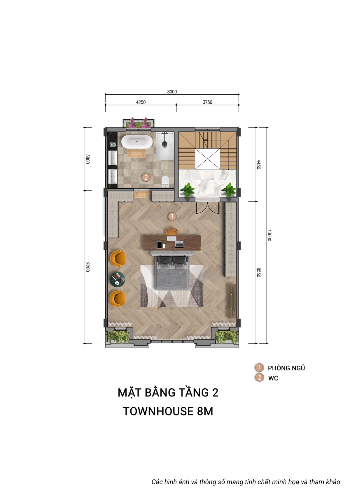 Mặt bằng Liền kề LK18 · Mặt tiền 8m (8×13) 2